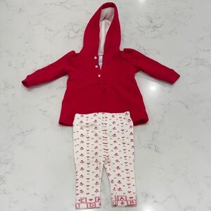 Ralph Lauren Size 6M Red Fleece Baby Hoodie Set